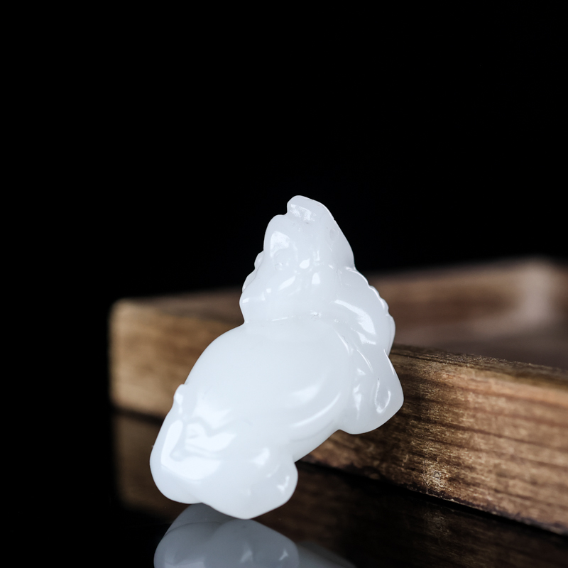 玉器新疆和田玉羊脂白玉龙龟手把件原石手玩件小摆件苏工老坑料