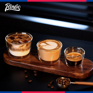 Bincoo双层玻璃咖啡杯冰美式拿铁dirty杯子意式浓缩咖啡杯冷饮杯