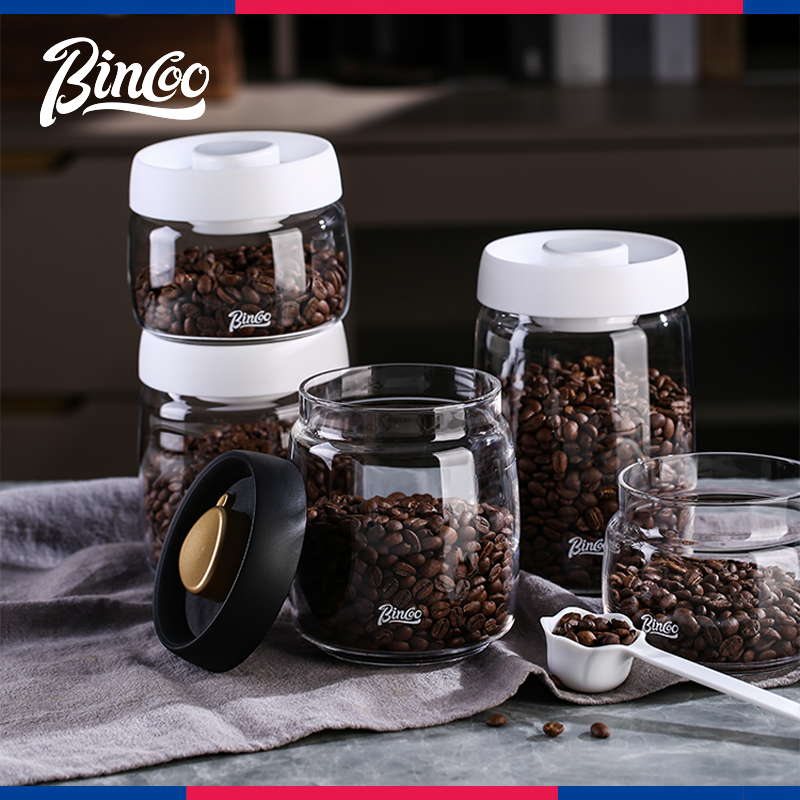 Bincoo咖啡豆密封罐高硼硅玻璃抽真空储存罐食品级大口径茶叶罐子