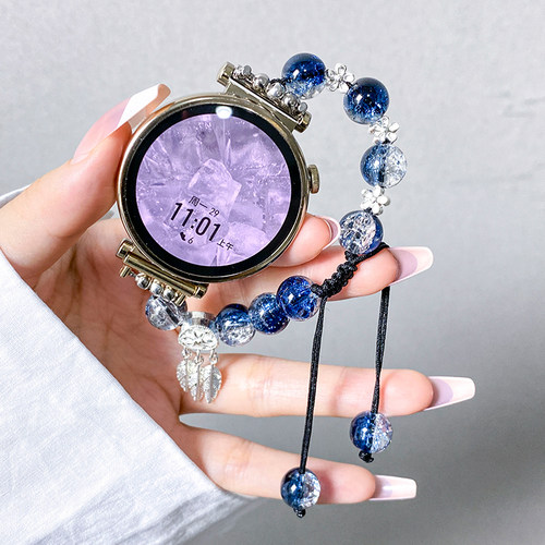 适用华为GT5手表带watchgt5pro爆花珠watch5仲夏夜之梦蝴蝶款手绳41运动watchgt4智能夏天watch4pro编织腕带