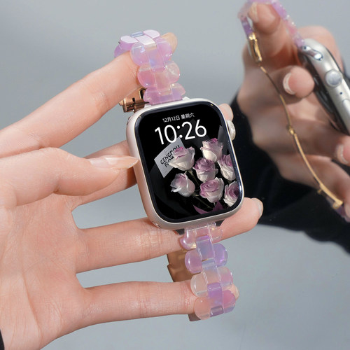 适用苹果iwatch S11手表带时尚小椭圆树脂S10腕表带Ultral3女生高级感applewatch夏天se3代运动智能S9/8/7链
