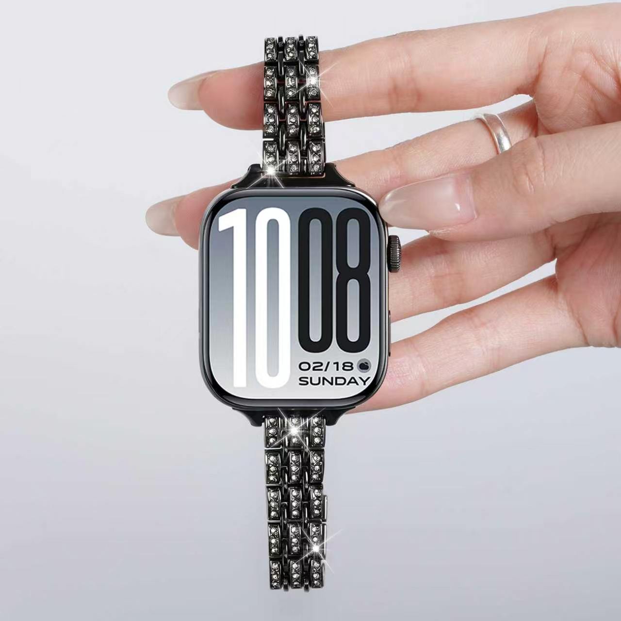 适用VIVO/IQoo Watch GT2手表带满天星五珠镶钻腕表带fit4运动fit4pro智能fit3女生金属表链秋冬新款图片