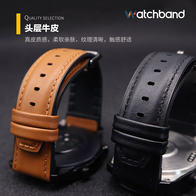 Ticwatch pro3/ProX/gtW gth手表真皮表带牛皮时尚Ticwatch2智能Ticwatchpro商务防水男女替换腕带非原装配件