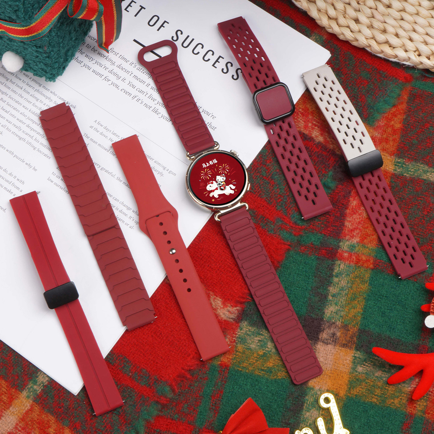 【新年红色】适用华为GT6手表带18mm硅胶腕表带watchgt6pro运动watch5智能GT5女生4秋冬watch4pro高级buds