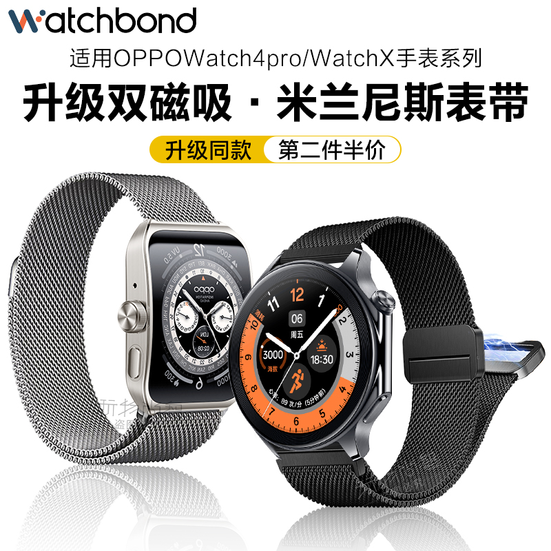 适用oppowatchx/pro米兰表带