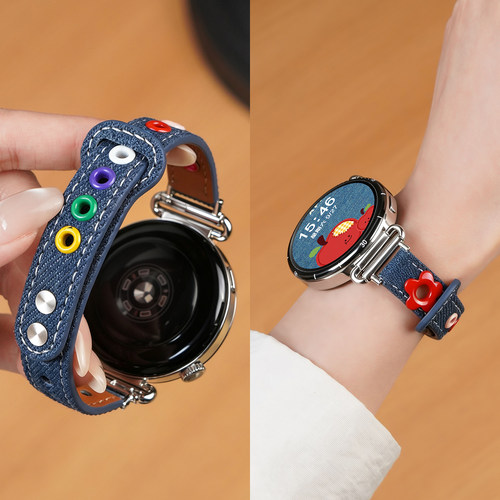 适用华为gt7手表带gt6素皮watch6pro多巴胺彩扣腕表带gt5运动5pro智能gt4女生18mm秋季watch5表链高级