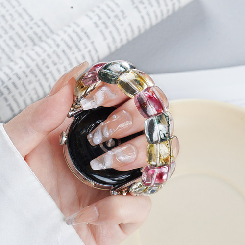 适用华为GT5手表带watchgt5pro水晶watch5手镯仿茶幽灵表带GT4运动gt3智能2pro女生4pro夏天表链透气透明手链