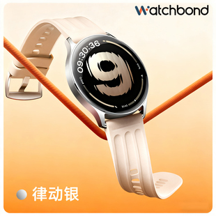 适用OPPO WatchS氟橡胶手表带oppowatchx2智能腕表oppowatchx高级感氟橡胶oppoS官方同款律动银男竞速黑表带