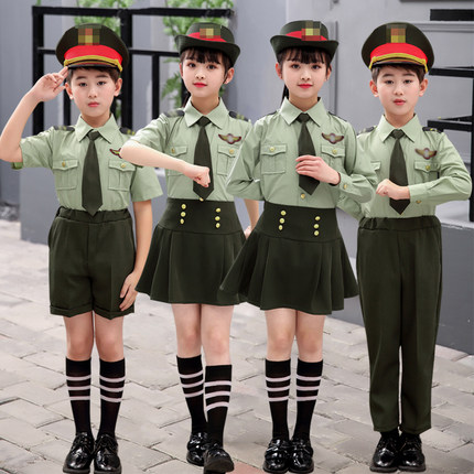 儿童舞蹈服套装警察服运动会升旗手中小学生大合唱团诗歌朗诵表演