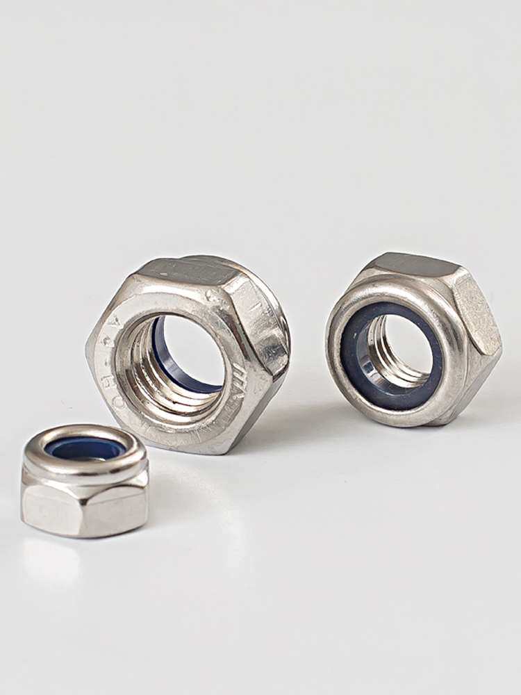 304/201/316不锈钢锁紧螺母反牙自锁螺帽细牙尼龙防松防脱螺丝帽