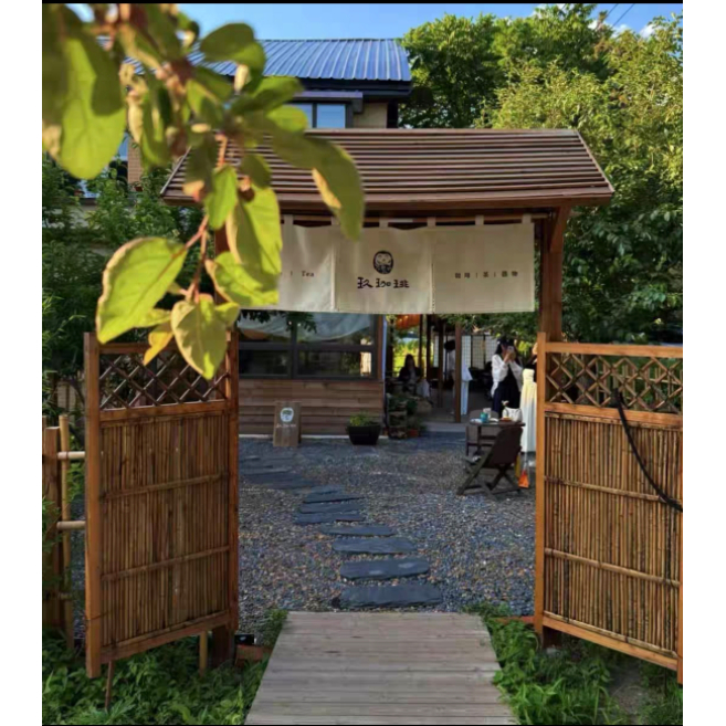 茶馆门楼庭院门网红实木
