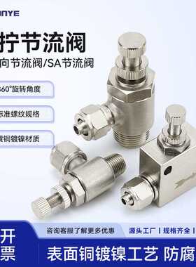 铜气管快拧接头调速单向限流气缸金属气动快拧节流阀SL6-01/8-02