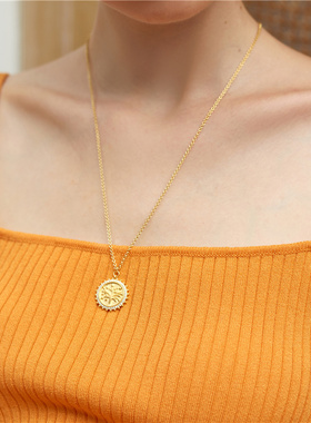 LULUCHANG复古圆牌INS吊坠项链