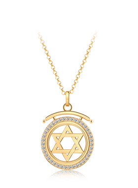 LULU设计师金色六芒星项链吊坠