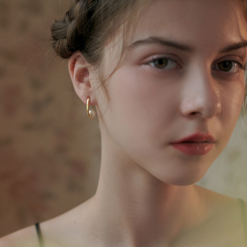 轻奢小众法式风金色珍珠耳钉
