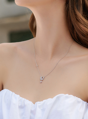 星空系列星月项链女银925银原创