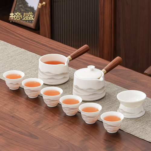 榜盛羊脂玉茶具套组2025新款家用办公轻奢高档白瓷功夫茶具礼盒装