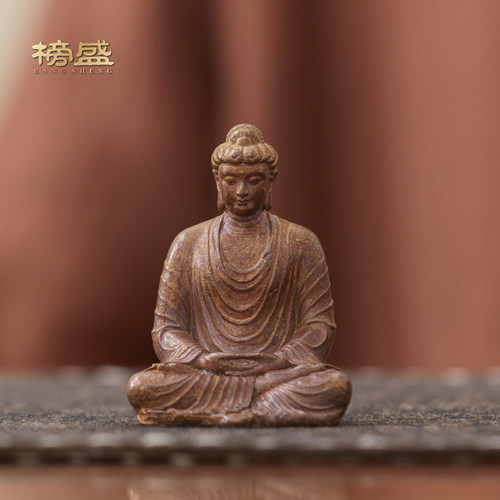 榜盛苏工实心精铜佛像释迦摩尼像迷你禅意茶桌坐佛高档装饰摆件