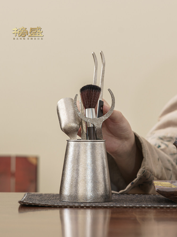 纯钛茶道六君子套装高端制茶工具钛茶夹茶针茶刷茶匙茶道配件