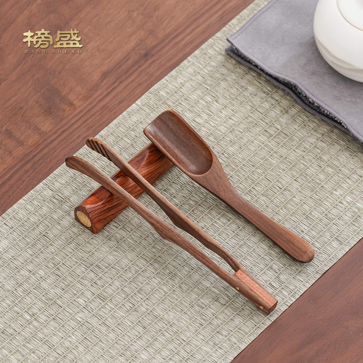 榜盛胡桃木茶匙茶勺茶铲单只挖茶叶专用工具茶则量勺高档取茶勺子