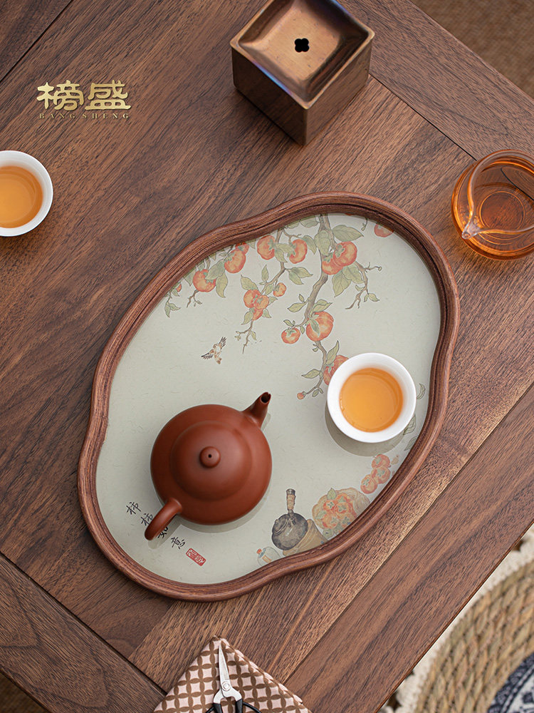 榜盛海棠茶盘托盘家用2025新款实木中式高档收纳盘水果盘茶具摆件,餐饮具,茶盘,淘宝优惠券,粉丝福利购,淘宝优惠卷
