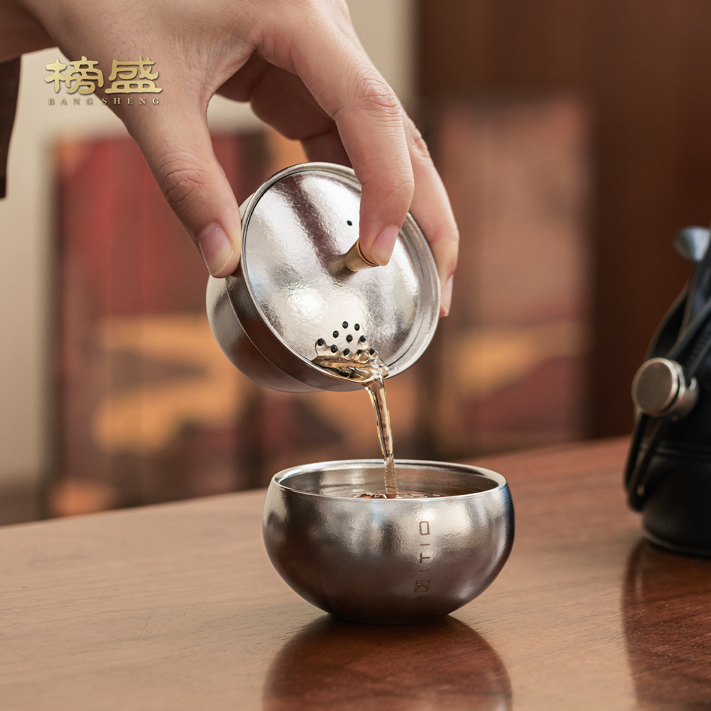 榜盛清钛独酌功夫茶具套装一壶一杯户外旅行便携式收纳纯钛高端