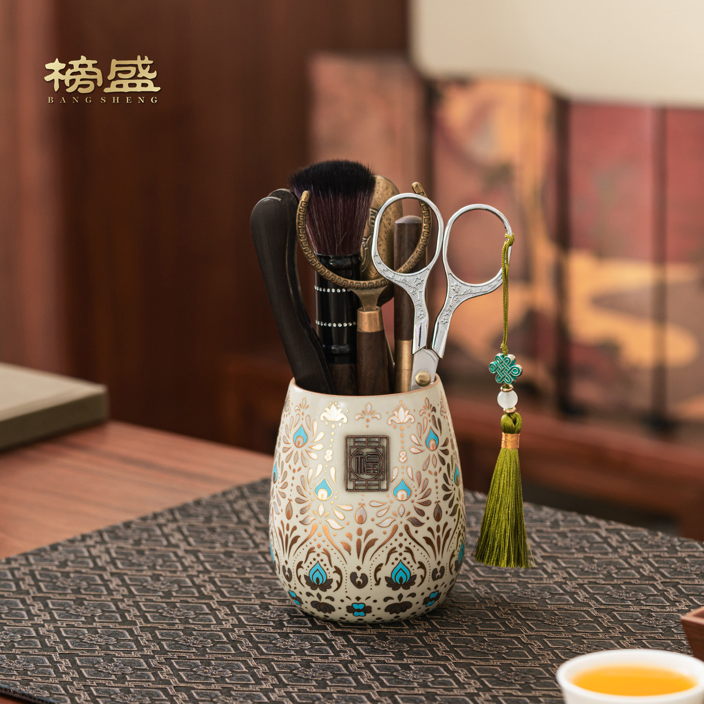 榜盛汝窑茶道六君子家用高档茶艺师套装茶夹茶勺茶针茶具配件大全
