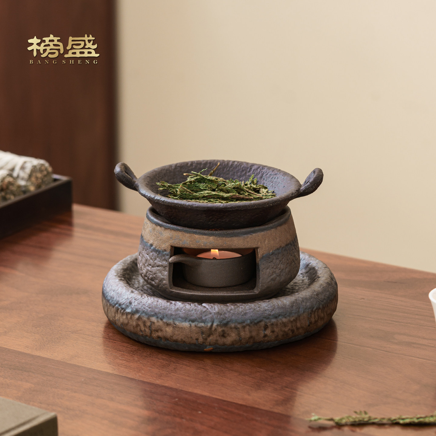 榜盛日式香薰炉蜡烛干烧小众高级熏香炉温茶烤茶炉雪松隔火烘烤炉