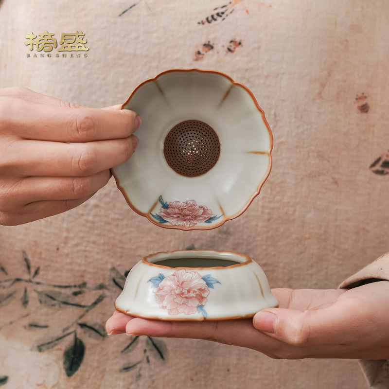 榜盛汝窑茶滤茶漏瓷孔一体创意陶瓷滤网茶叶过滤网茶隔泡茶过滤器