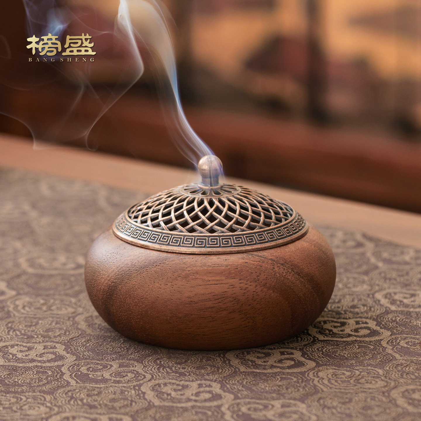 榜盛胡桃木实木香炉沉香茶道禅意图片