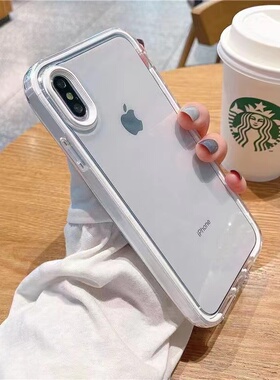 高级感三合一透明黑边撞色适用iPhone13promax手机壳15pro14promax苹果12pro防摔6sp男女7p全包8p个性XR软XS