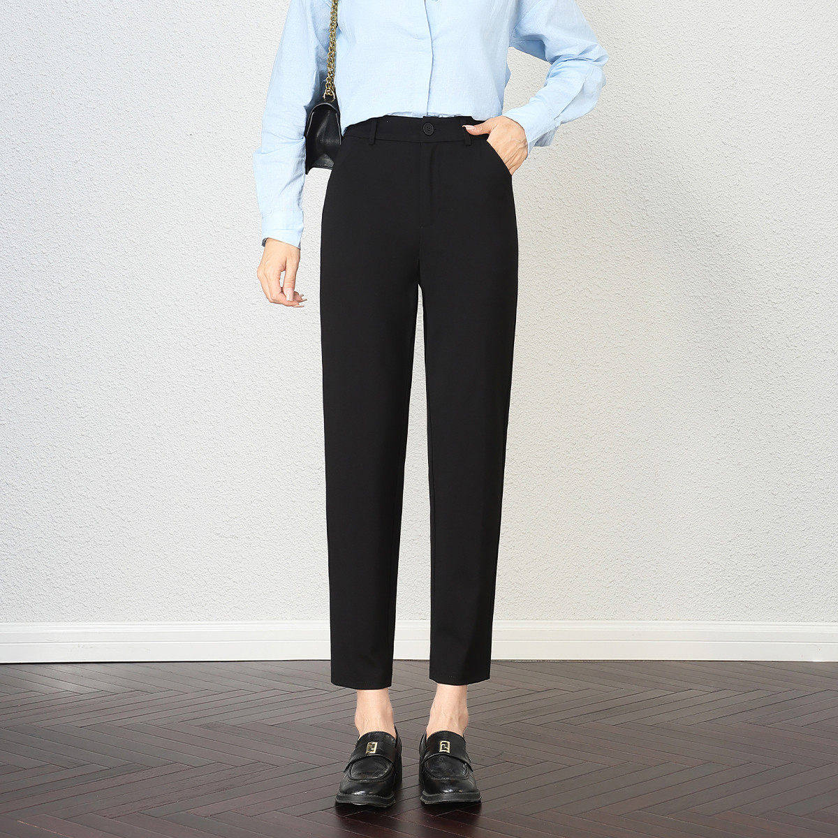 原尔西装裤女春秋2026九分裤黑色西裤四面弹抗皱高腰显瘦直筒裤子