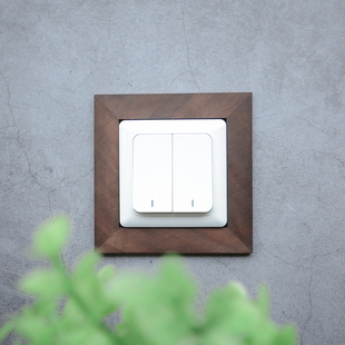 定制开关保护套架北欧风格 实木免粘标识贴ins风胡桃木插座开关贴