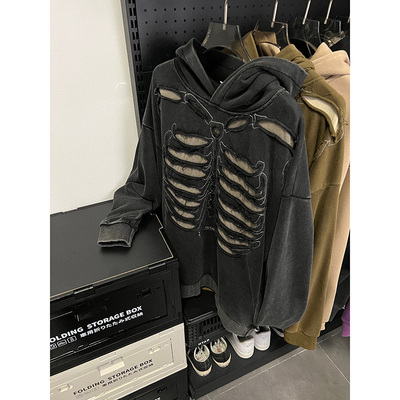 ooohmygo美式潮牌刺绣做旧卫衣男