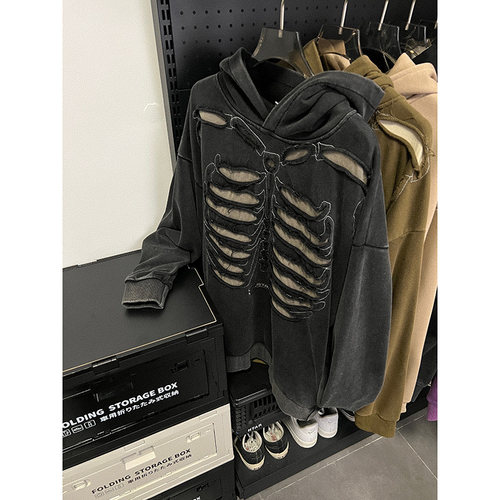 ooohmygo美式潮牌刺绣做旧卫衣男