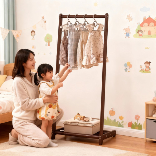 次净衣落地卧室挂衣架一体衣帽架