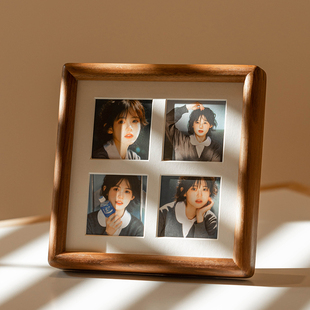 四九宫格胡桃实木diy定制写真洗照片做成相框摆台正方形儿童摆台
