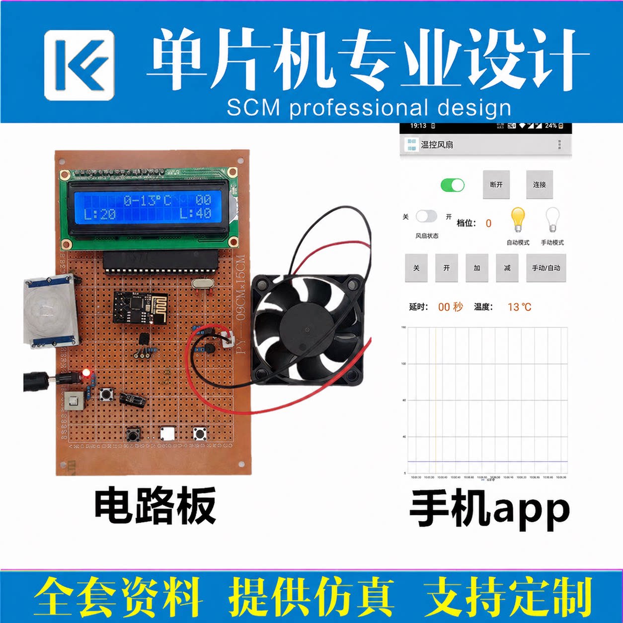51单片机WiFi远程人体自动感应智能温控风扇设计温度控制pwm成品