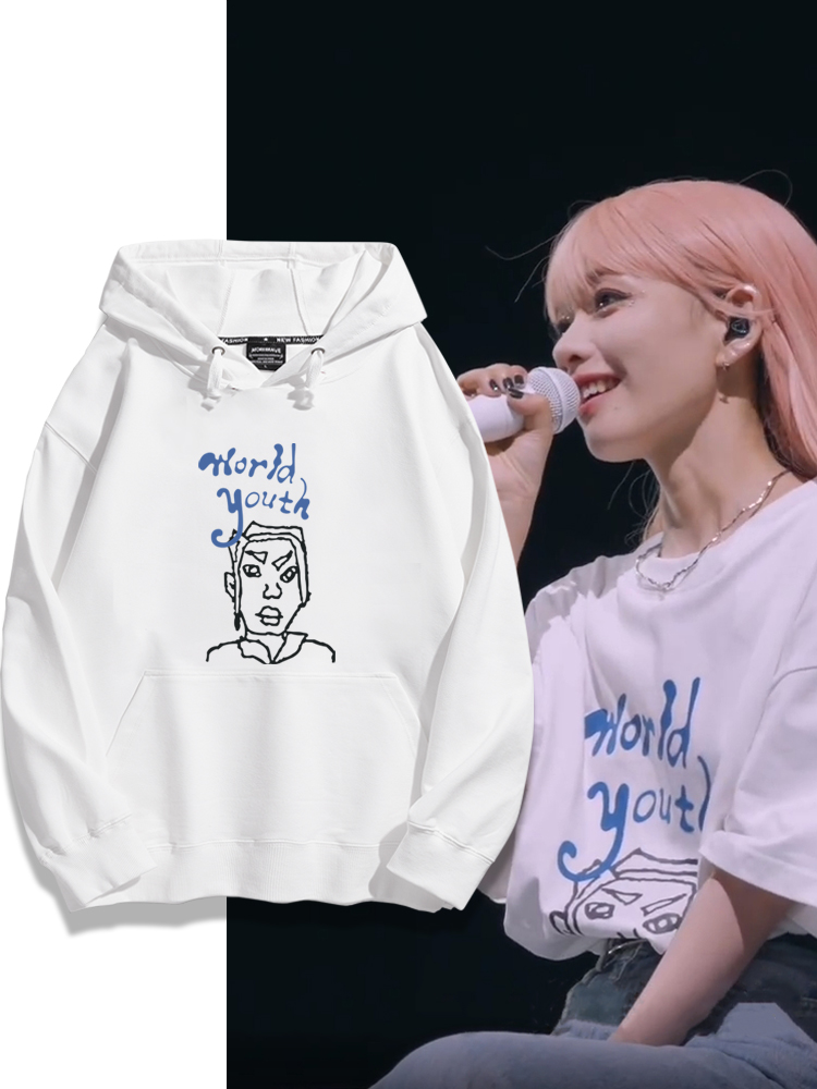 房东的猫同款手绘头像世界连帽卫衣宽松男女休闲上衣服秋冬外套潮