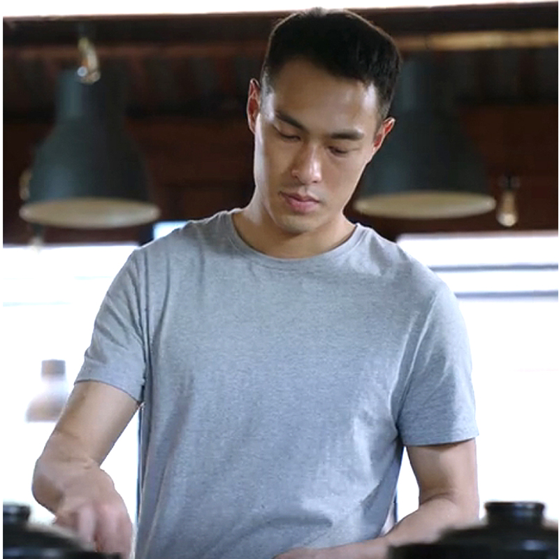 都挺好杨佑宁石天冬同款灰色t恤男短袖纯棉潮牌半袖潮流上衣服