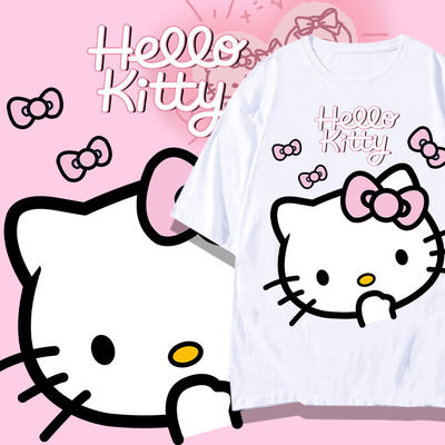 hellokitty短袖t恤女夏季凯蒂猫哈喽kitty上衣联名kt猫衣服宽松潮