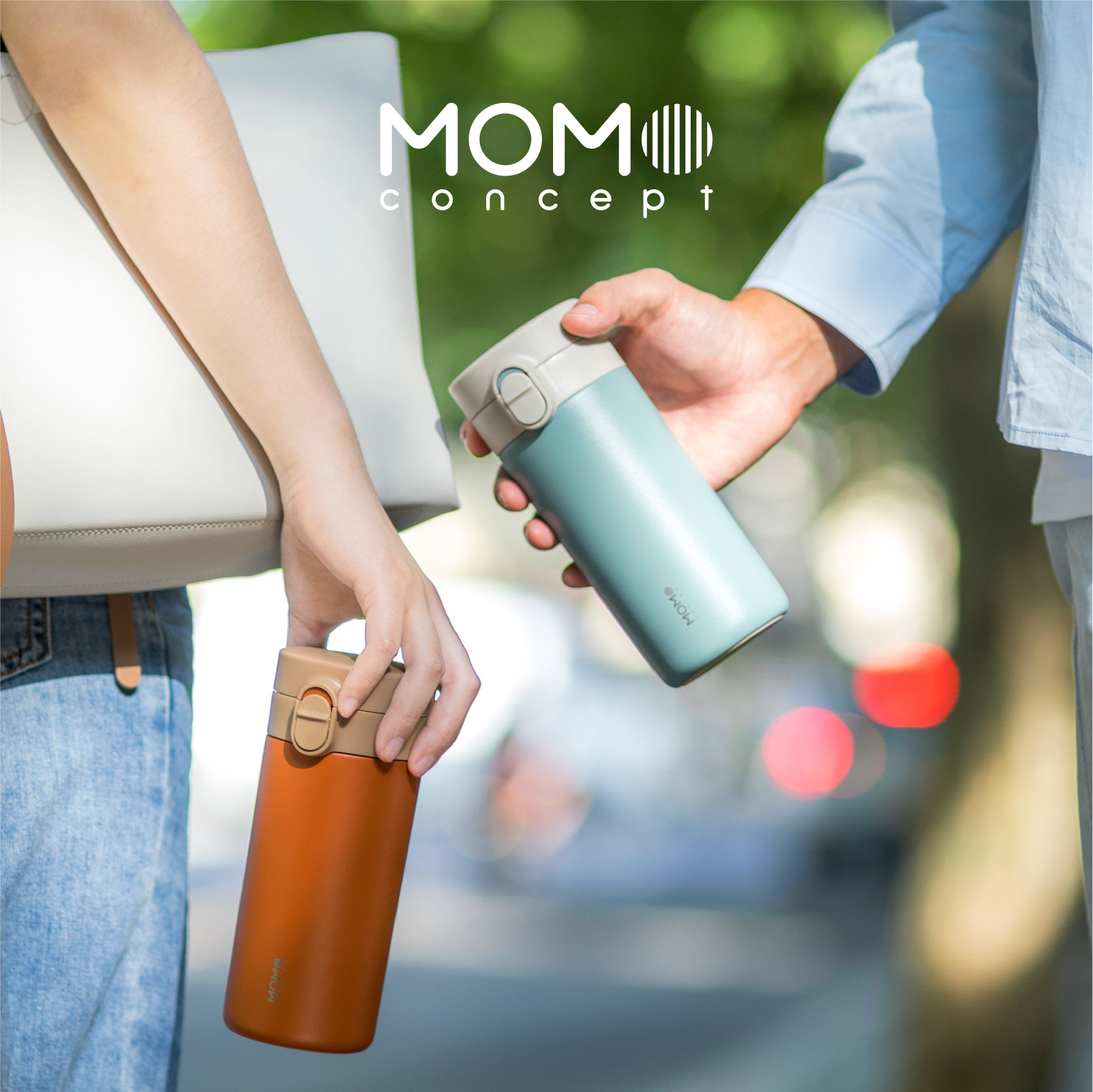 日本momo保温杯女士小巧高颜值便携弹跳杯不锈钢杯子车载水杯简约