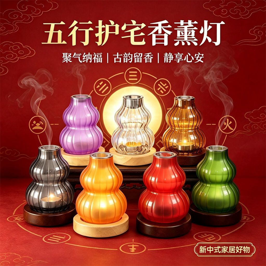 香薰灯炉玻璃隔火沉五行图片
