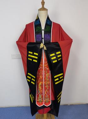 新款齐祥精品服饰定制 古风红色万寿素面经衣法服道服 道袍道家高
