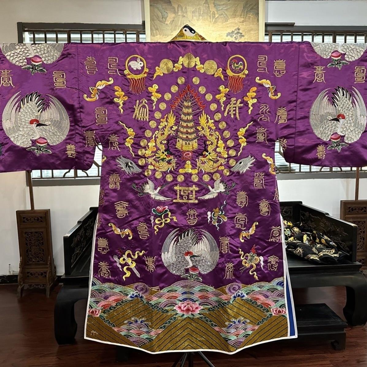 新款新款道士服有袖五鹤贡缎法衣道家高功法衣降衣道袍多色可选