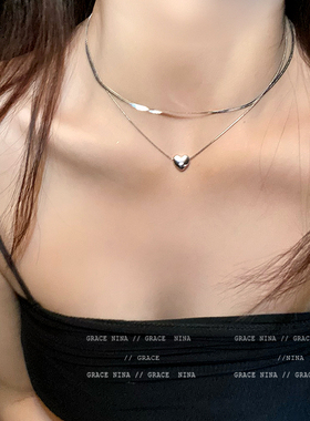 ins冷淡风爱心项链女轻奢小众