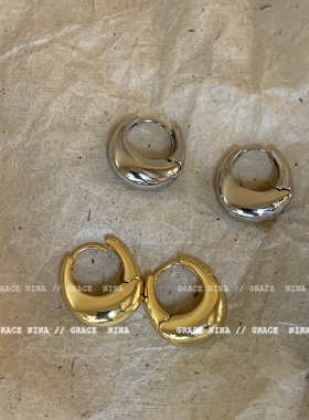 金属冷淡风素圈耳环小众设计高级