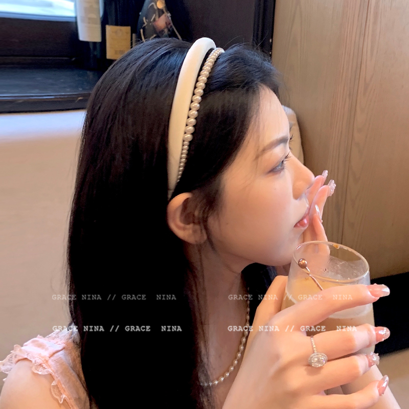 邻家姐姐~气质温柔珍珠发箍女图片