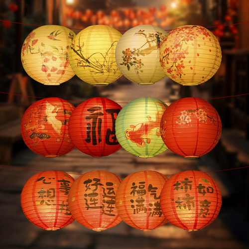 中式传统花灯组合灯笼