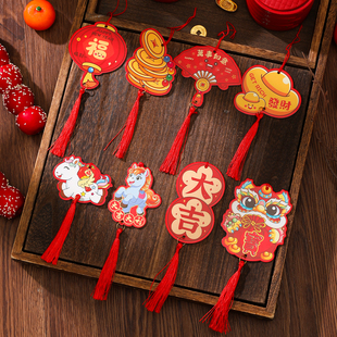 新年挂饰2026马年个性创意盆栽绿植小银柳吊穗挂件春节过年装饰品